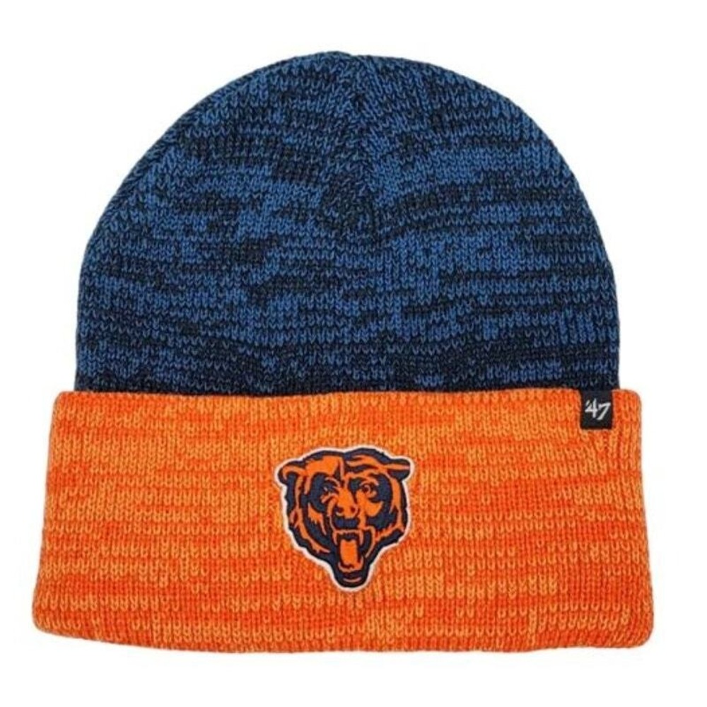 Chicago Bears 47 Brand NFL Knit Cuffed Beanie Hat Navy Orange Space Dye OSFA NEW